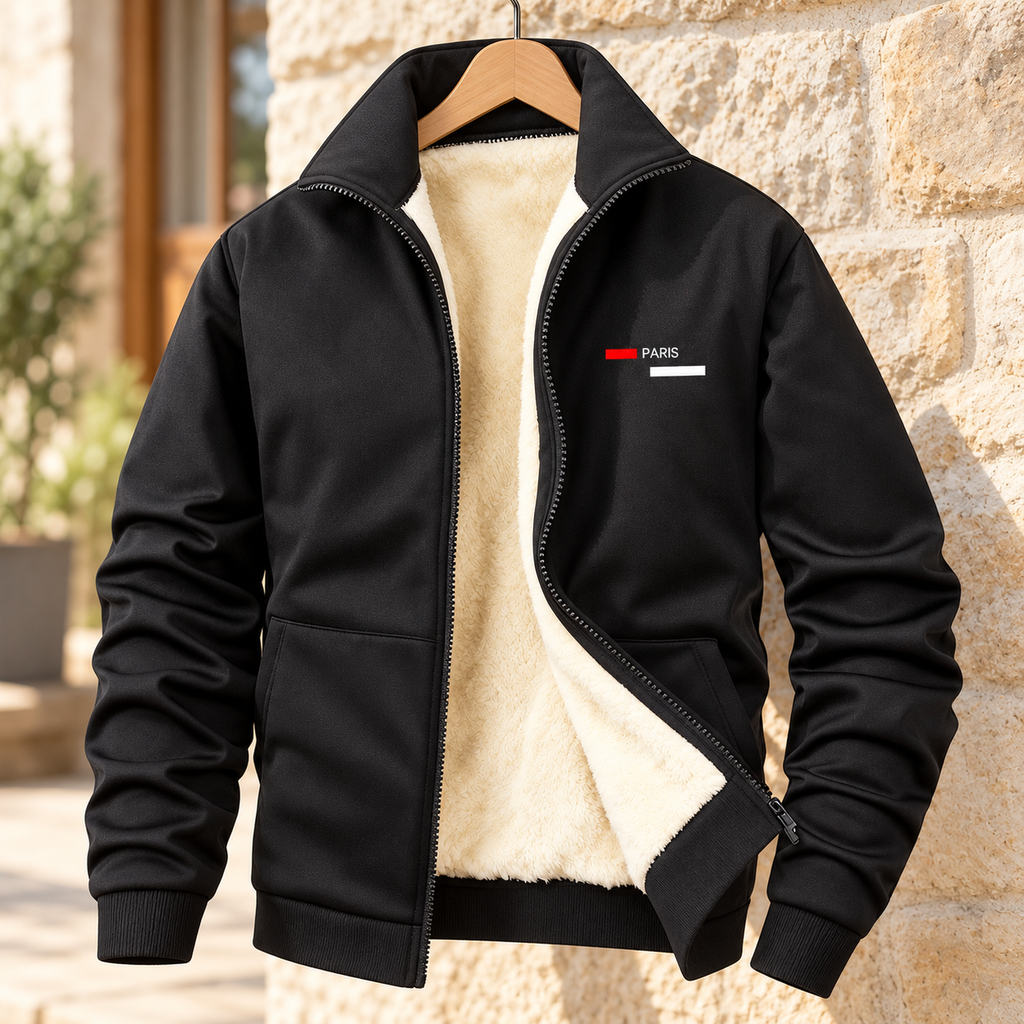 Veste pour homme, polaire, à col montant, noir