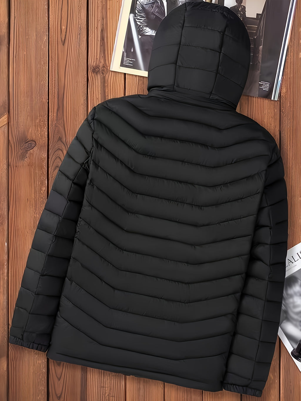 Veste matelassée pour homme, à capuche, bleu marine