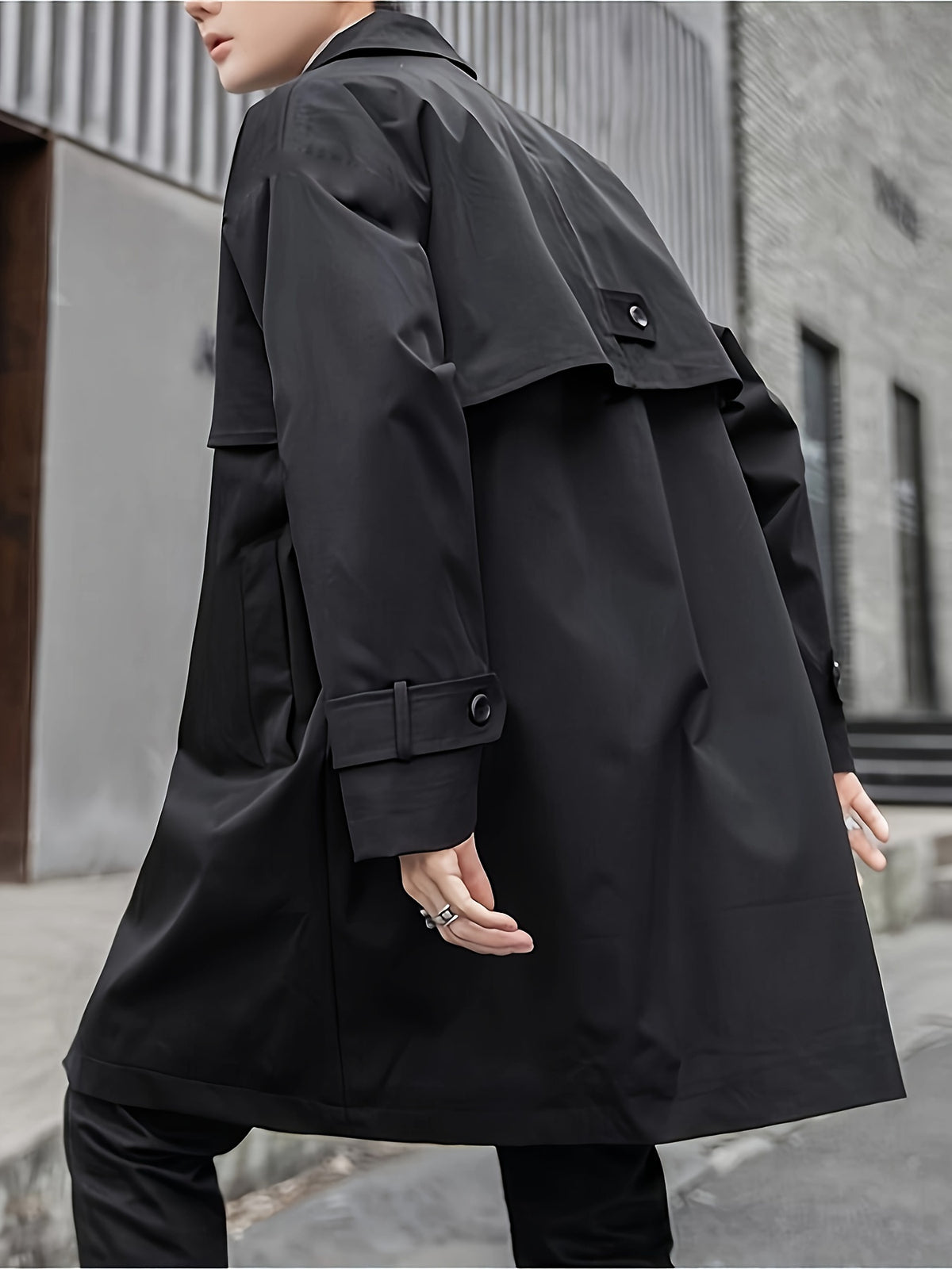 Trench mi-long pour homme, à revers, kaki