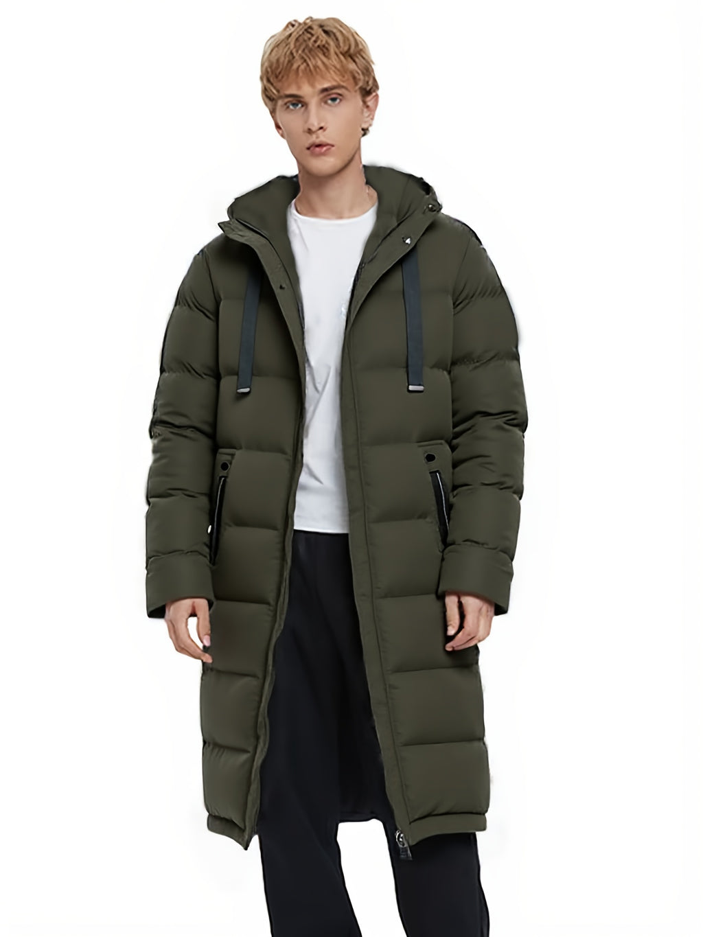 Manteau pour homme, à capuche, vert fougère