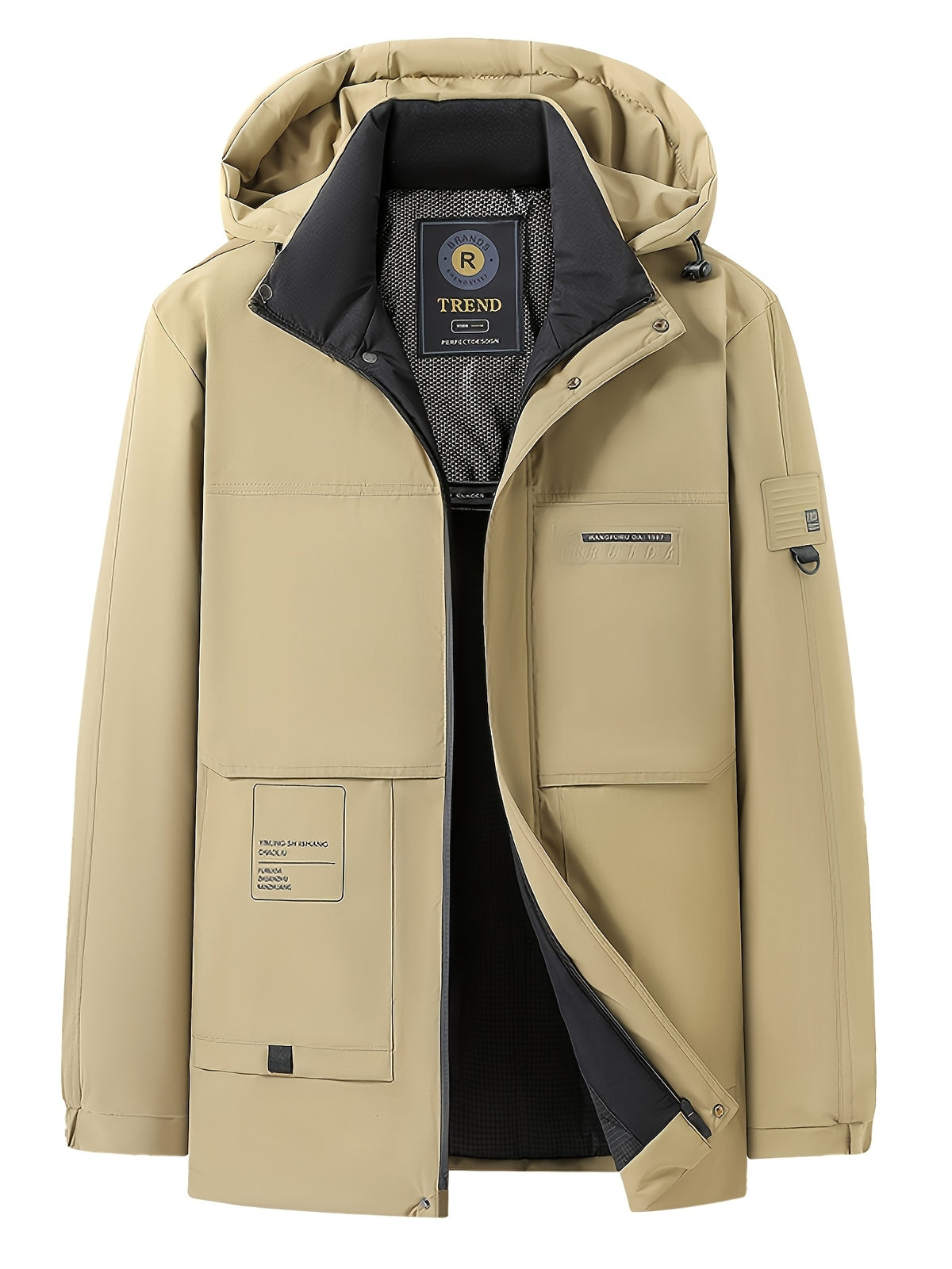 Manteau long pour homme, grandes tailles, à capuche