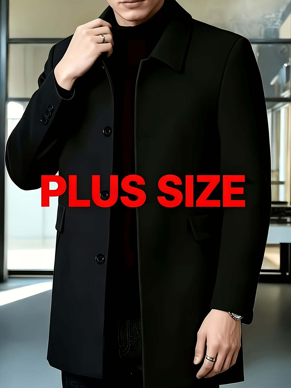 Veste pour homme, grandes tailles, à revers, gris foncé