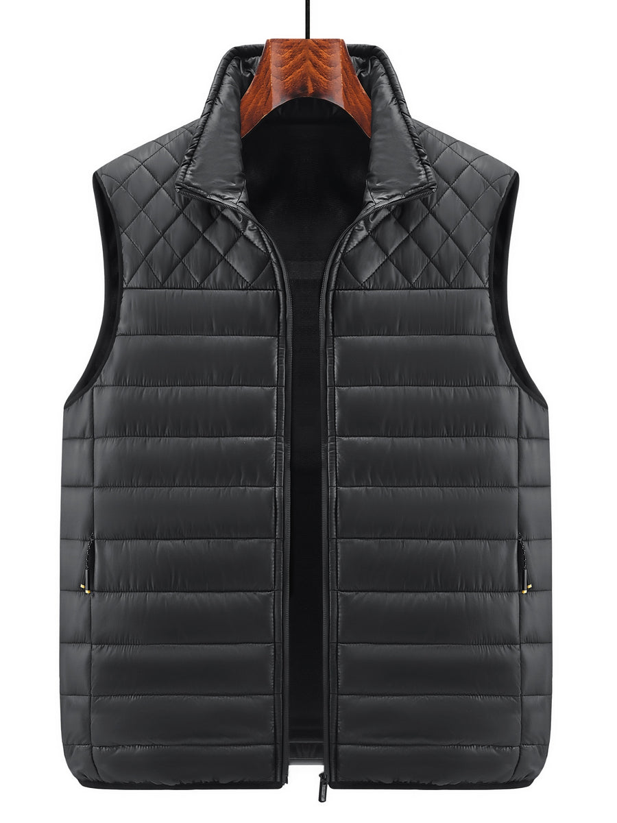 Gilet Homme Couleur Unie Col Montant, Cardigan Léger Sans Manches Automne Hiver, Veste Matelassée Décontractée pour les Trajets Quotidiens, Adaptable à Toute Occasion, photo 25