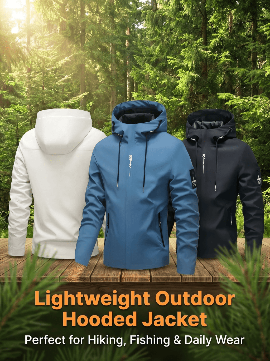 Veste pour homme, à capuche, paon bleu