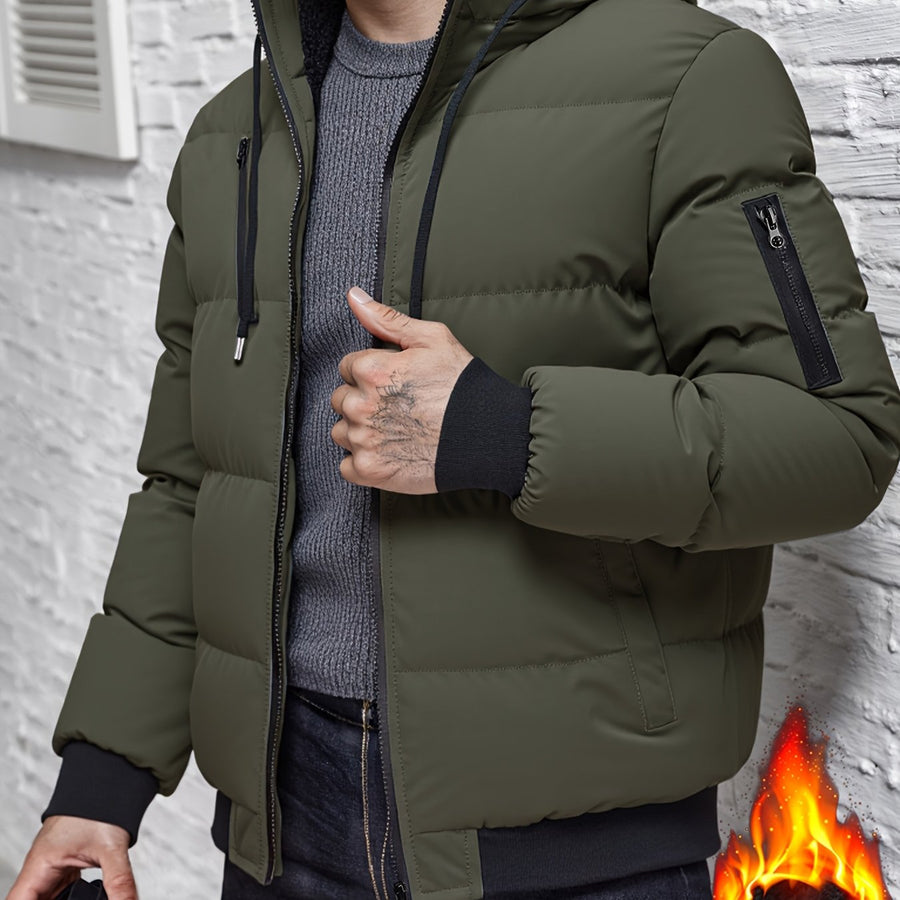 Veste, à capuche, étoffe tissée, coloris vert fougère, détail