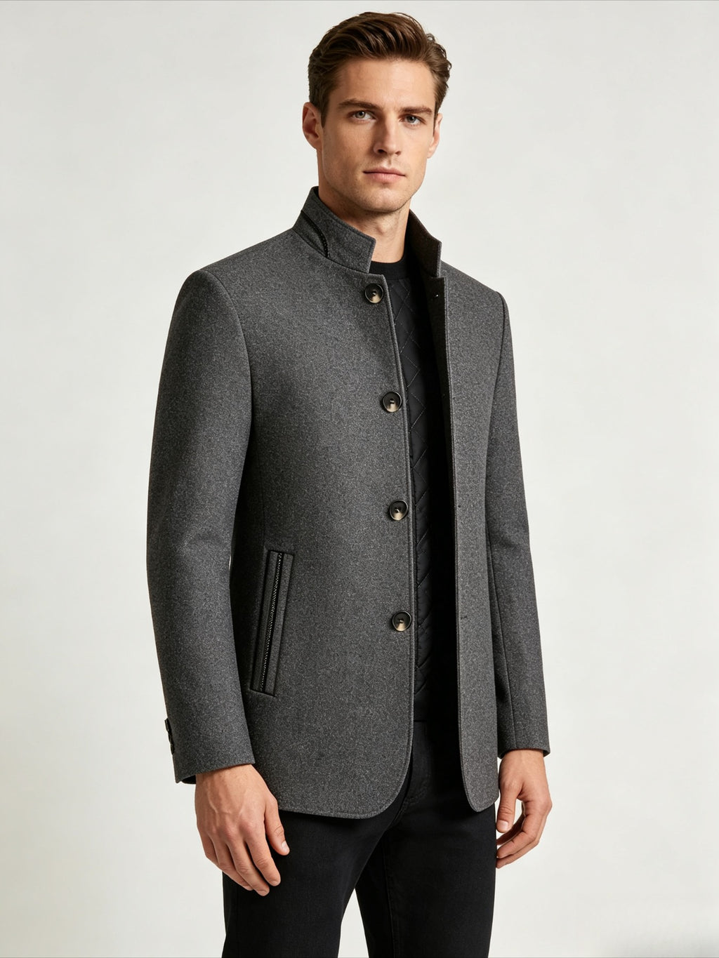 Veste en laine pour homme, 30 % laine, coupe-vent