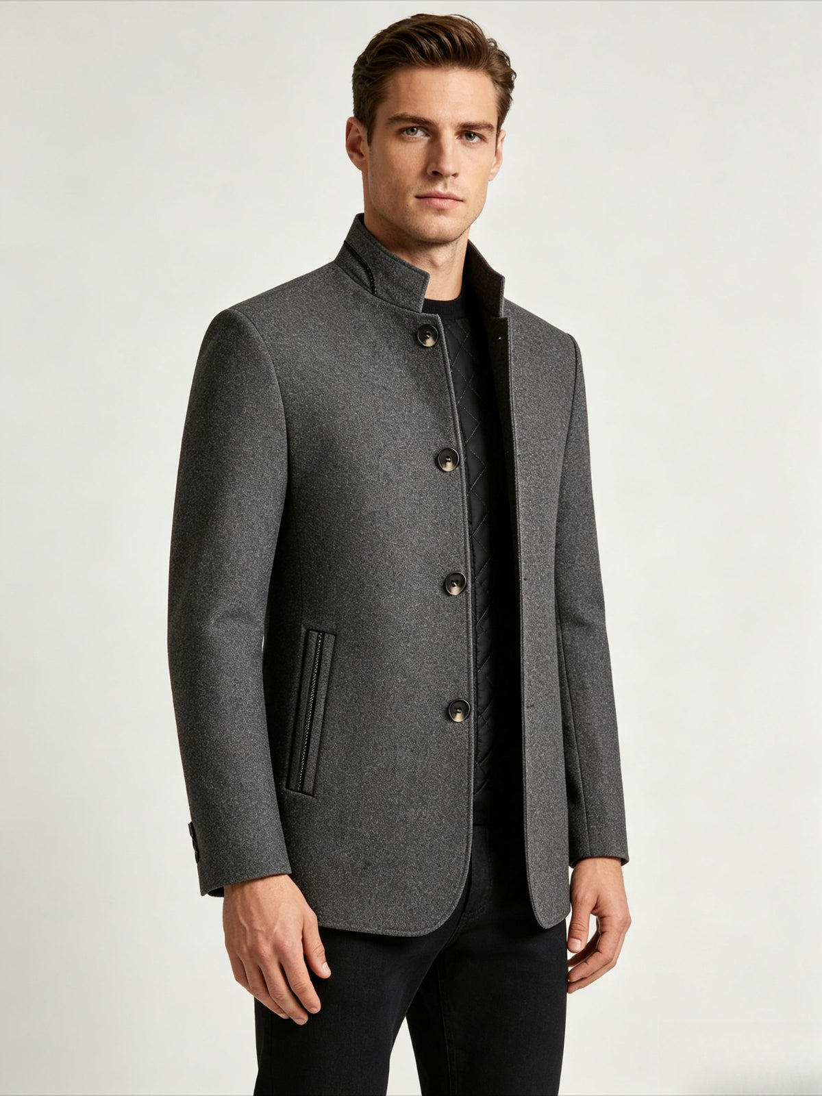 Veste en laine pour homme, 30 % laine, coupe-vent