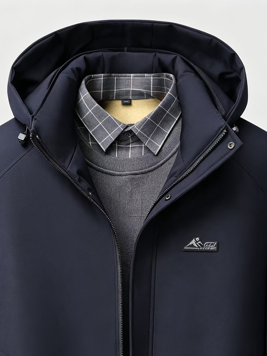 Manteau long, à capuche, café, détail du vêtement