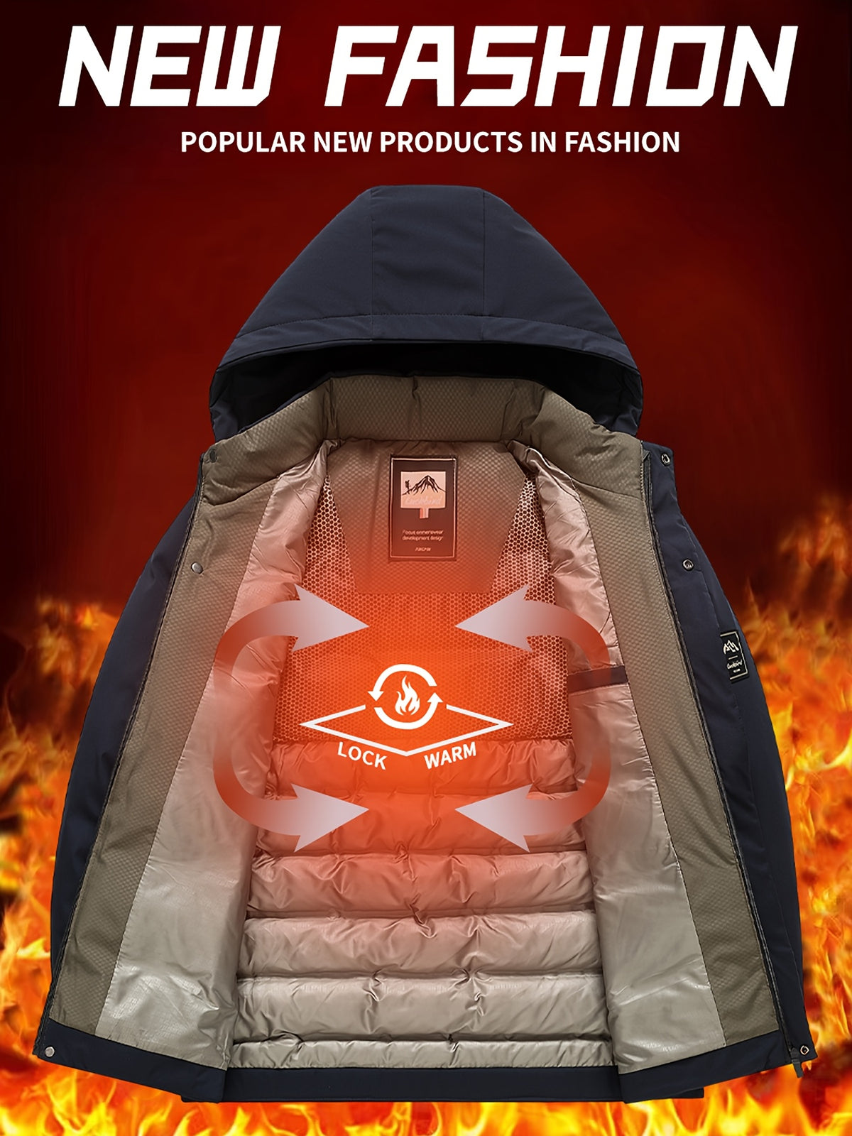 Veste pour homme, capuche amovible, rouge