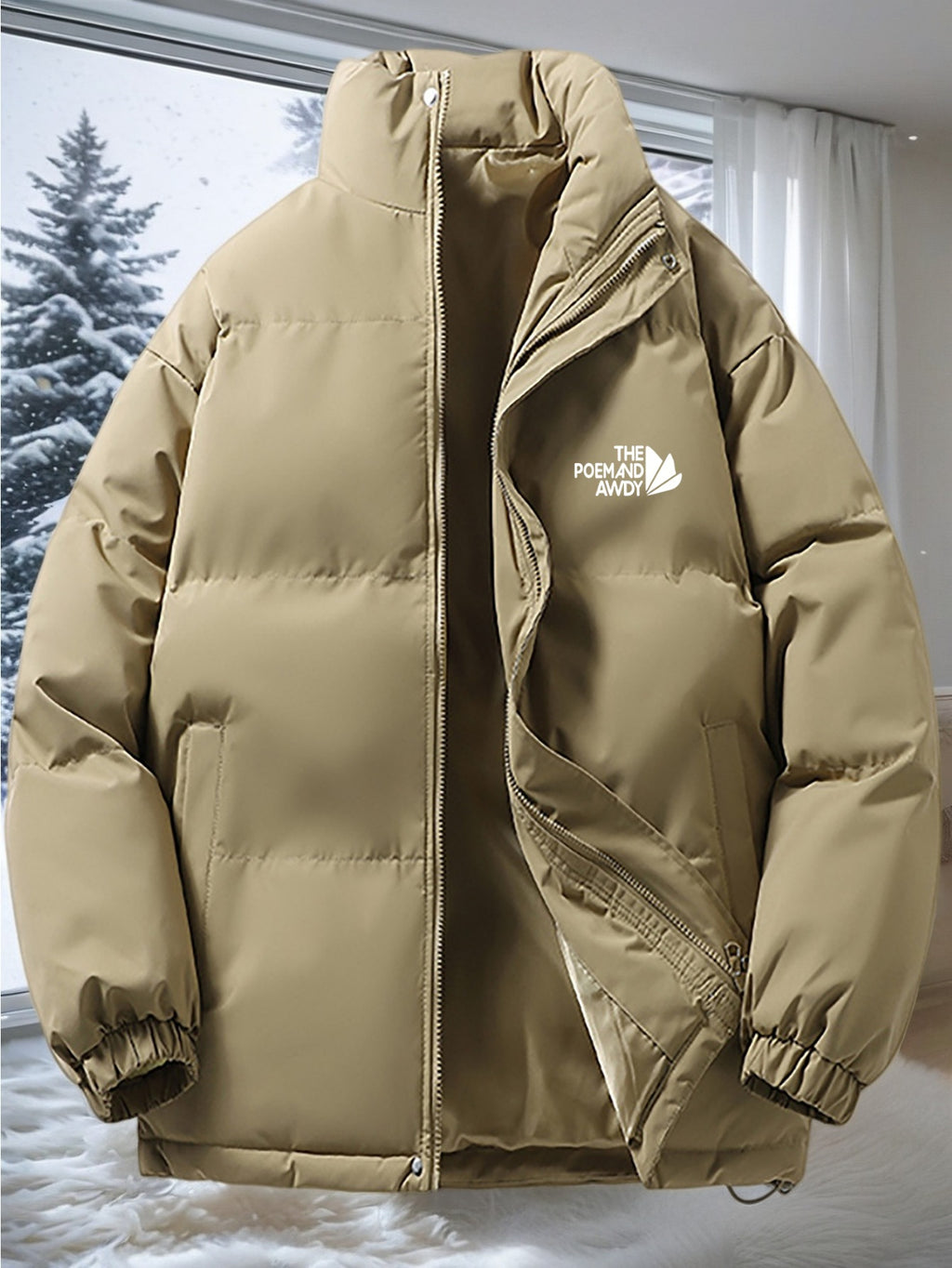Veste long pour homme, à col montant, café léger