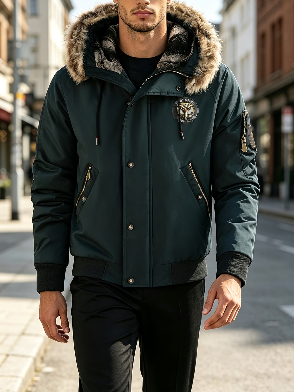 Veste pour homme, à capuche, vert foncé