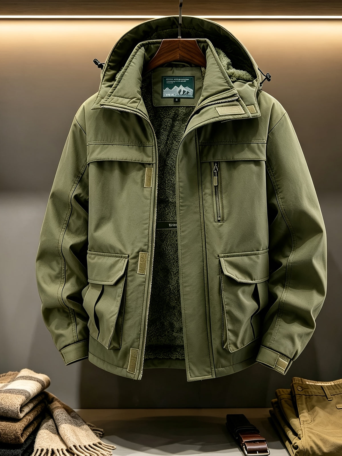 Veste pour homme, coupe-vent, kaki