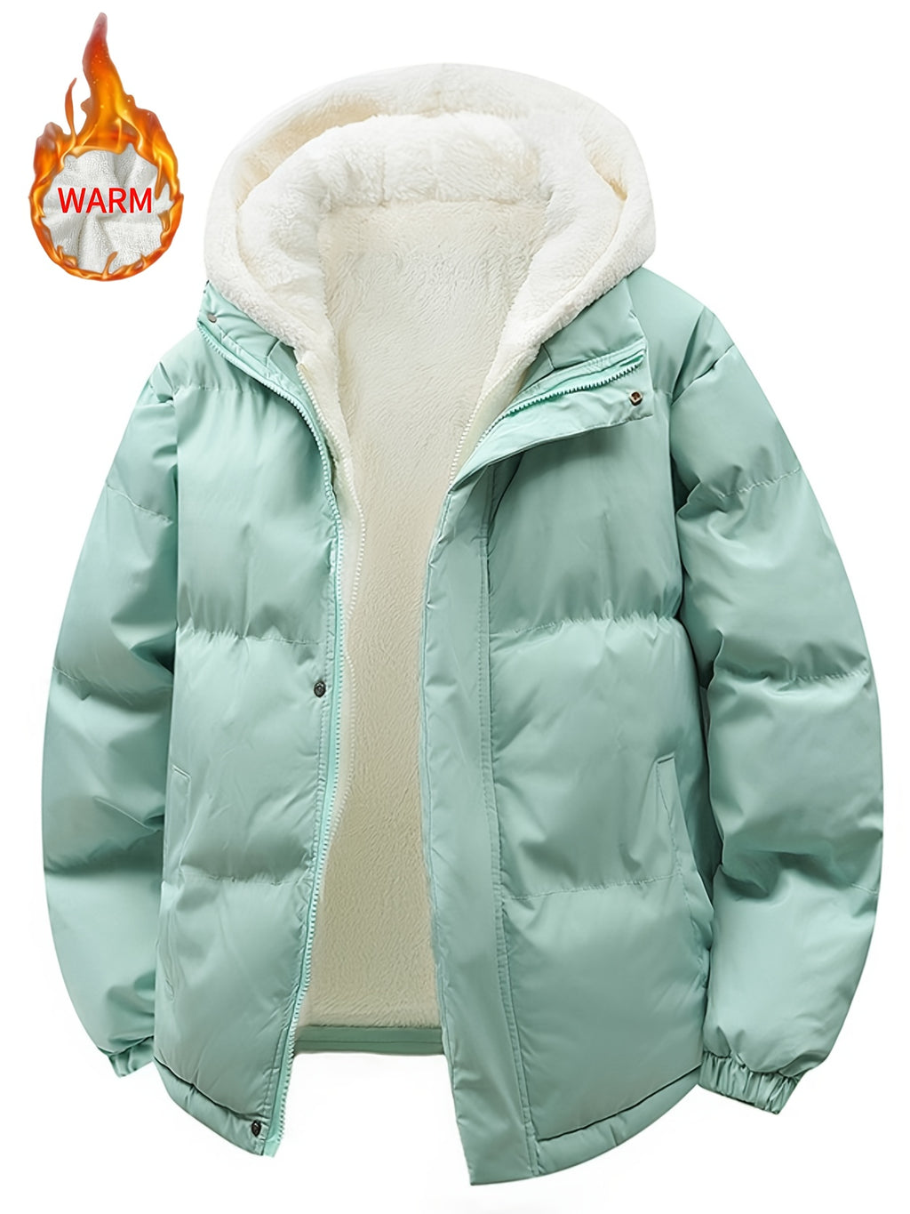 Veste en fausse fourrure pour homme, à capuche, blanc ivoire