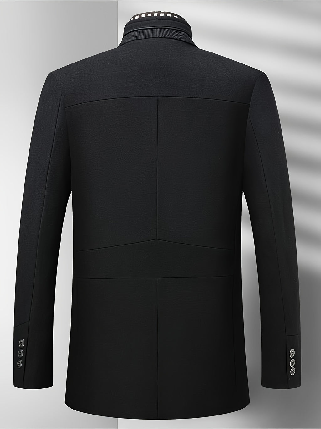 Manteau mi-long en tweed pour homme, 55 % laine, col montant