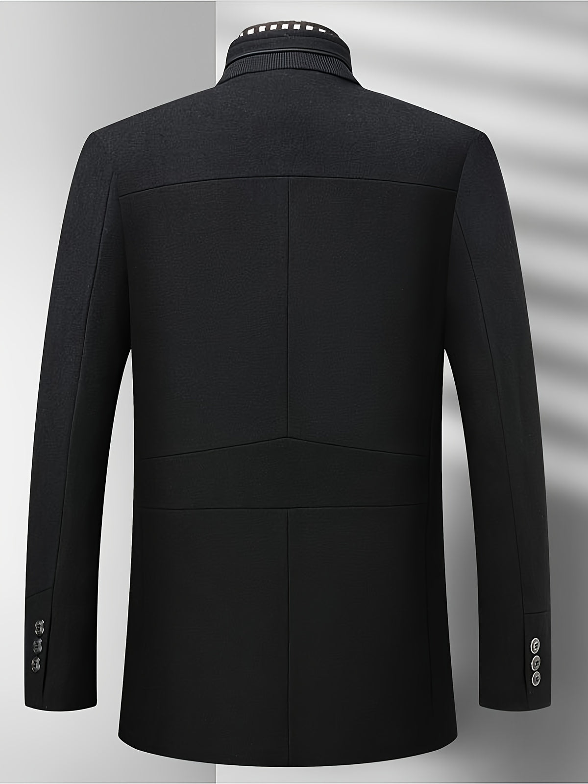 Manteau mi-long en tweed pour homme, 55 % laine, col montant