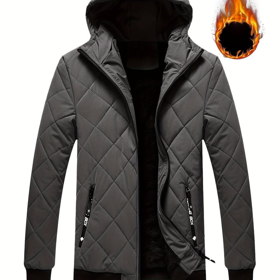 Veste matelassée, coupe-vent, à capuche, gris foncé, coloris gris foncé