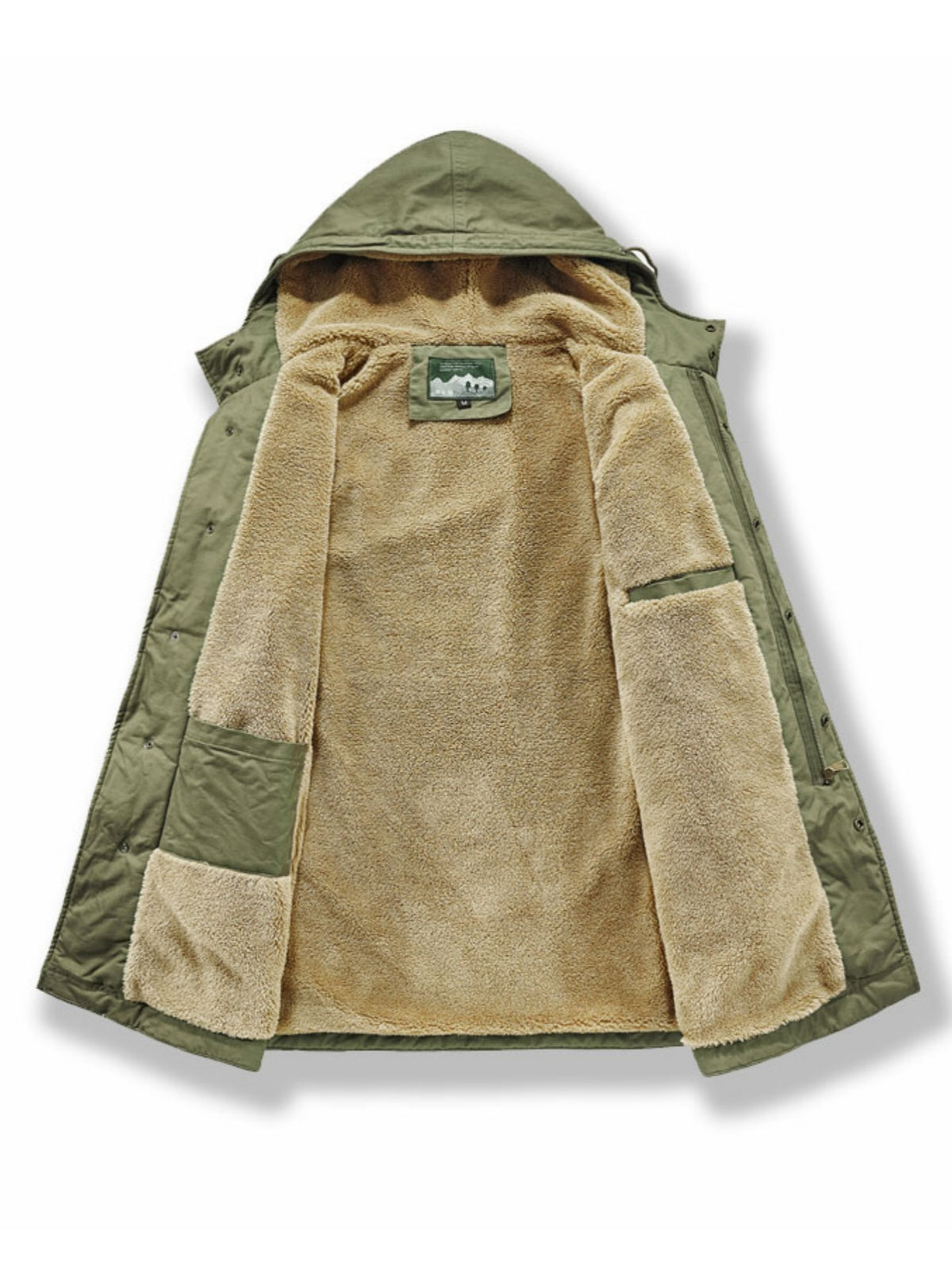 Manteau pour homme, polaire, à capuche, kaki