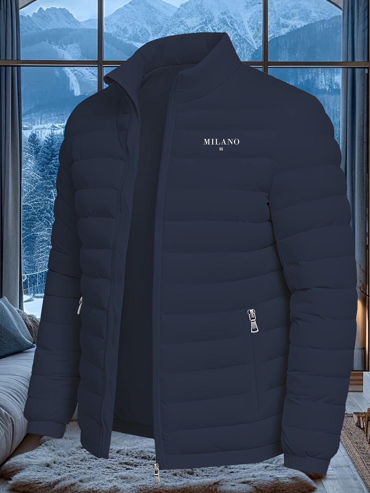 Veste pour homme, à col montant, bleu royal