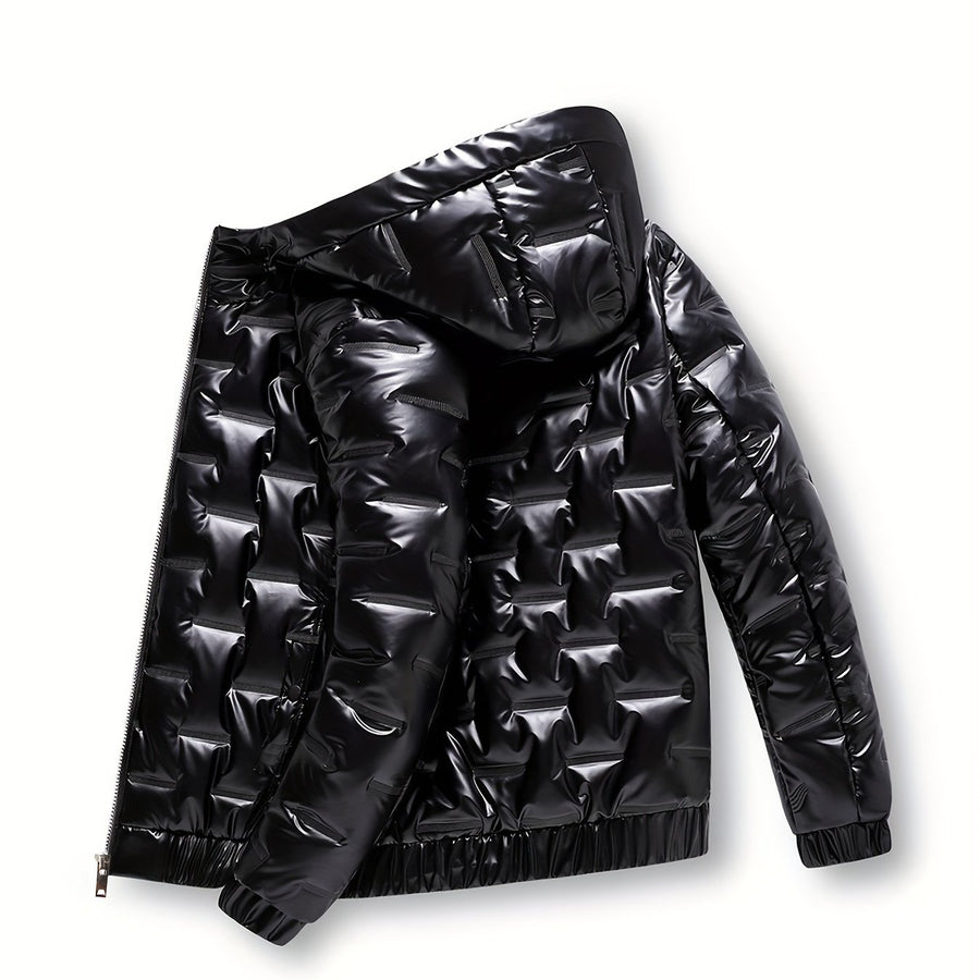 Veste, coupe-vent, à capuche, gris argenté, coloris noir