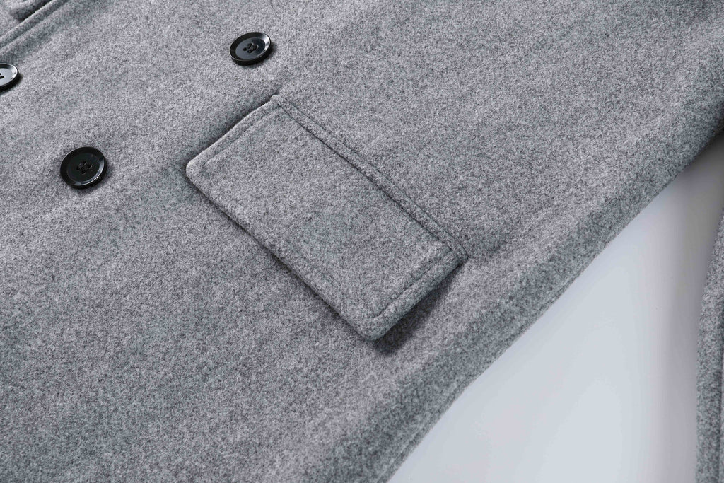 Manteau long pour homme, tweed, à revers