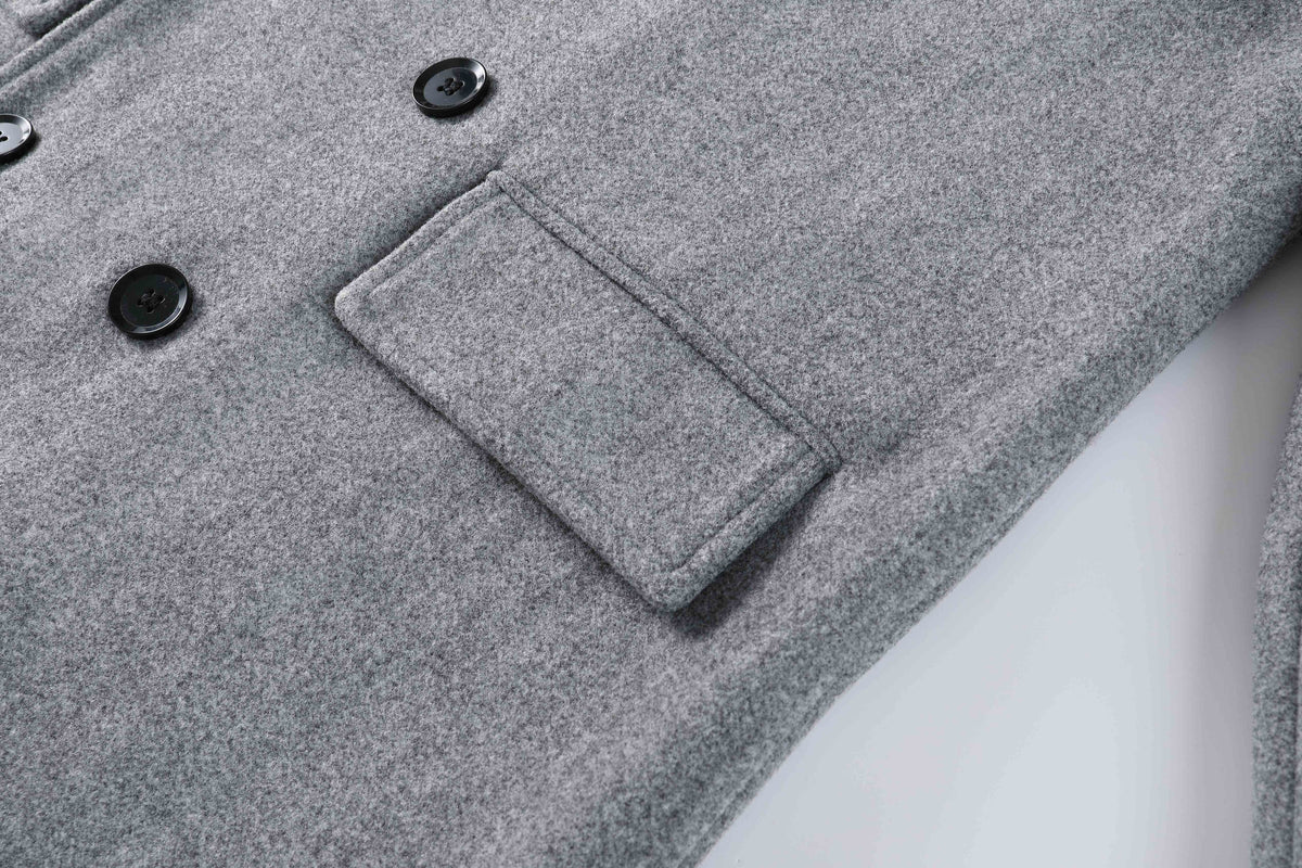 Manteau long pour homme, tweed, à revers