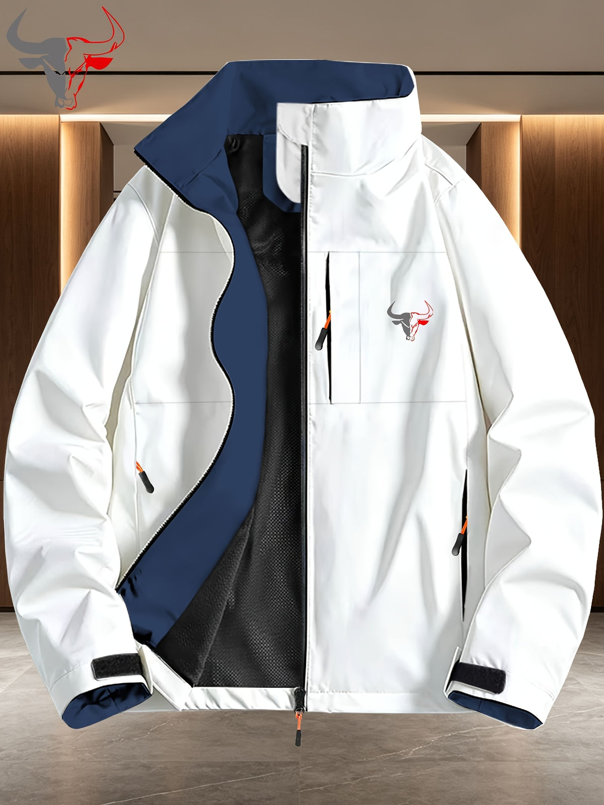 Veste pour homme, coupe-vent, à col montant, bleu royal