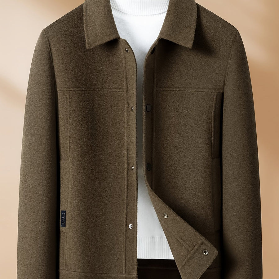 Veste en laine, 94,1 % laine, à revers, coloris café, détail