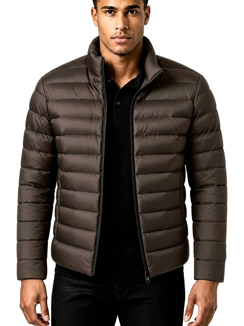 Veste, à col montant, marron 2
