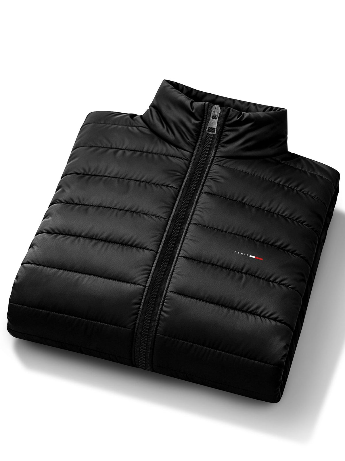 Manteau matelassé pour homme, à rayures, à col montant