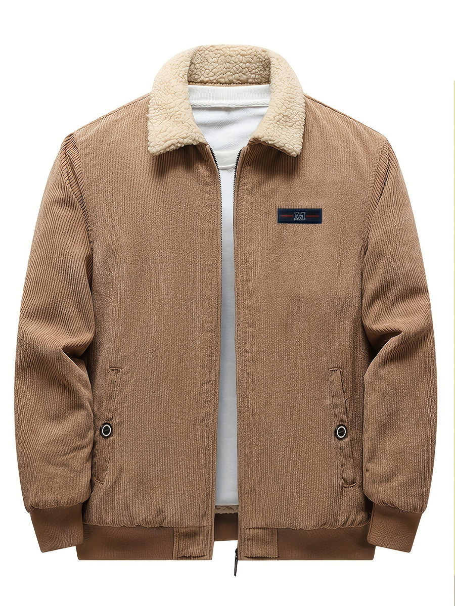 Veste, velours côtelé, à revers, gris, photo 15