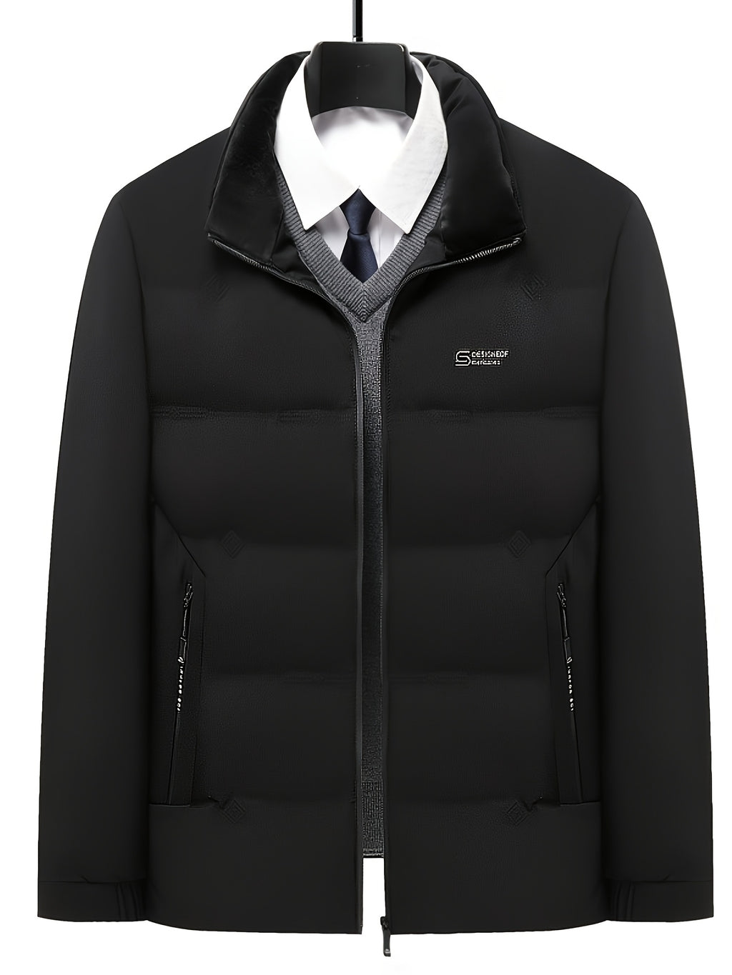 Veste pour homme, à col montant, bleu marine