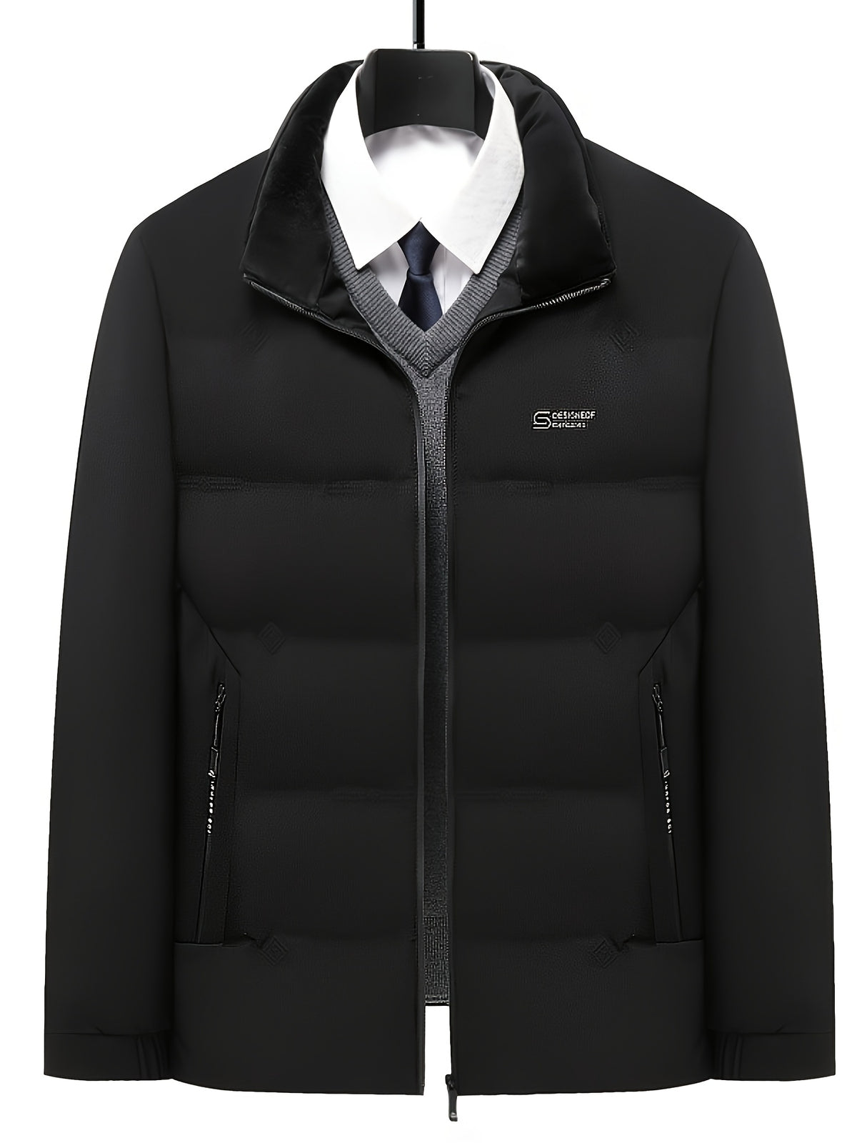 Veste pour homme, à col montant, bleu marine