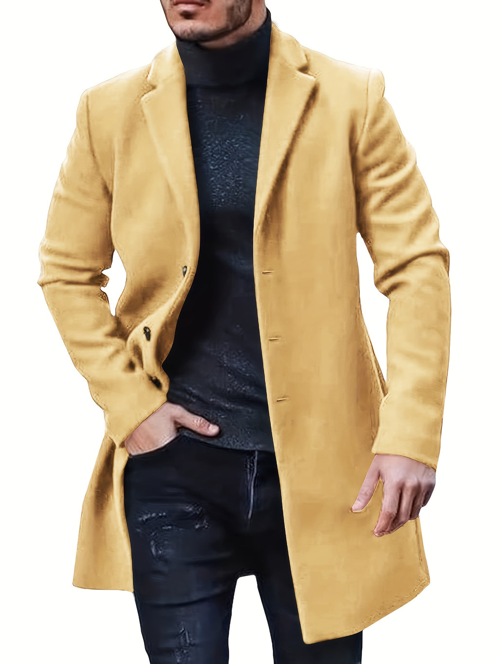 Trench mi-long, à revers, brun jaunâtre, photo 8