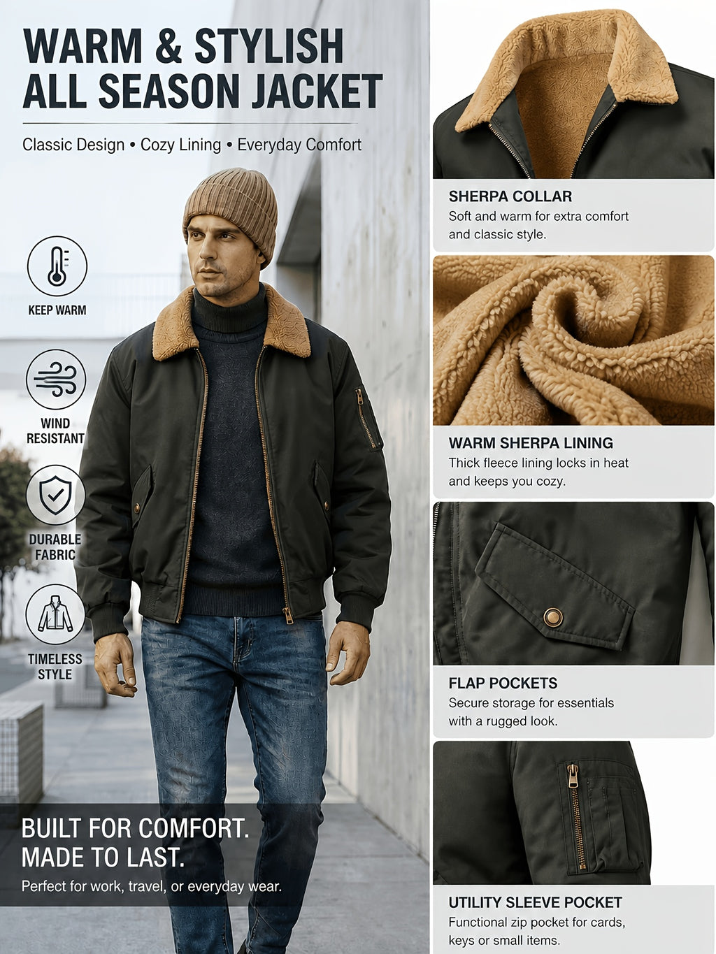 Veste pour homme, coupe-vent, noir