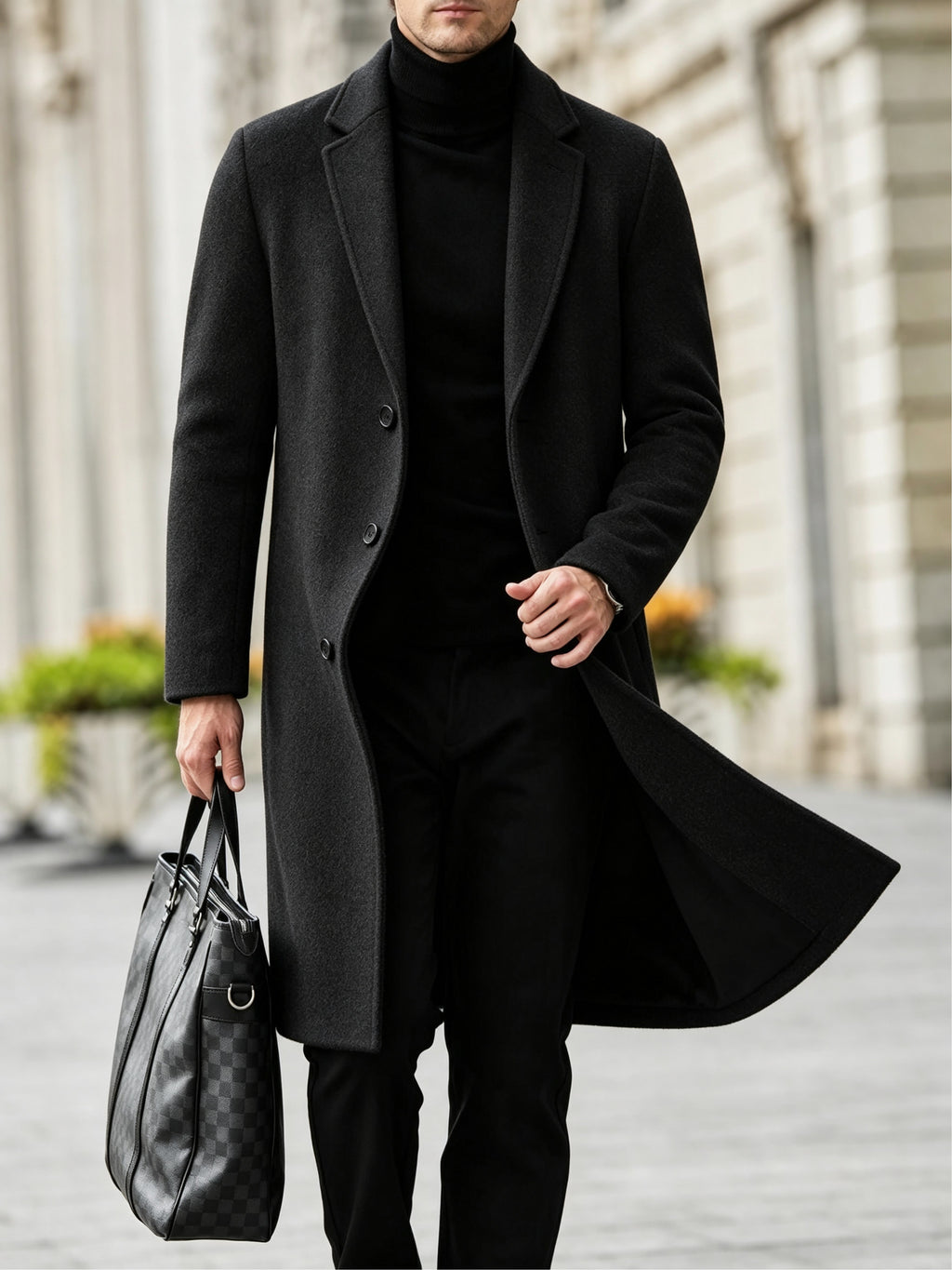Trench pour homme, à revers, couleur marine
