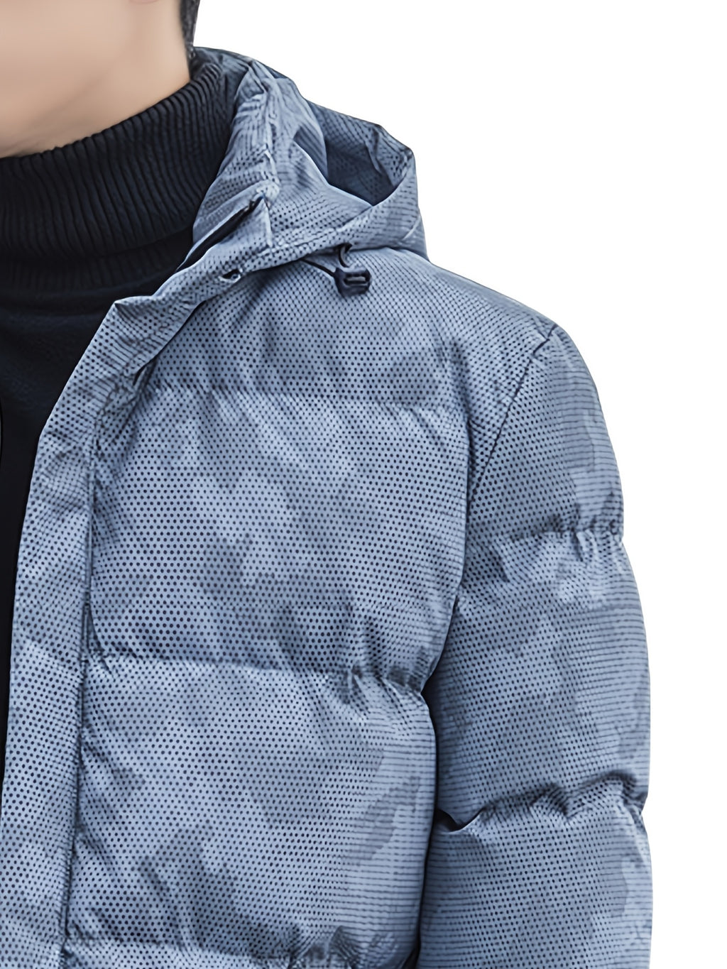 Manteau matelassé pour homme, coupe-vent, à capuche, bleu clair