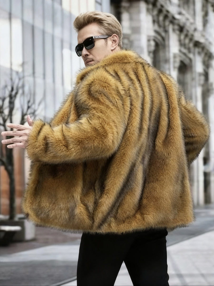 Manteau en fausse fourrure, à revers, détail du vêtement