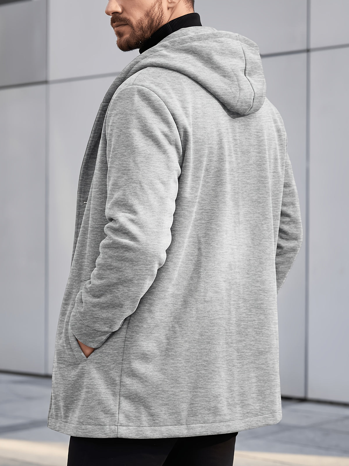 Manteau long pour homme, à capuche, kaki