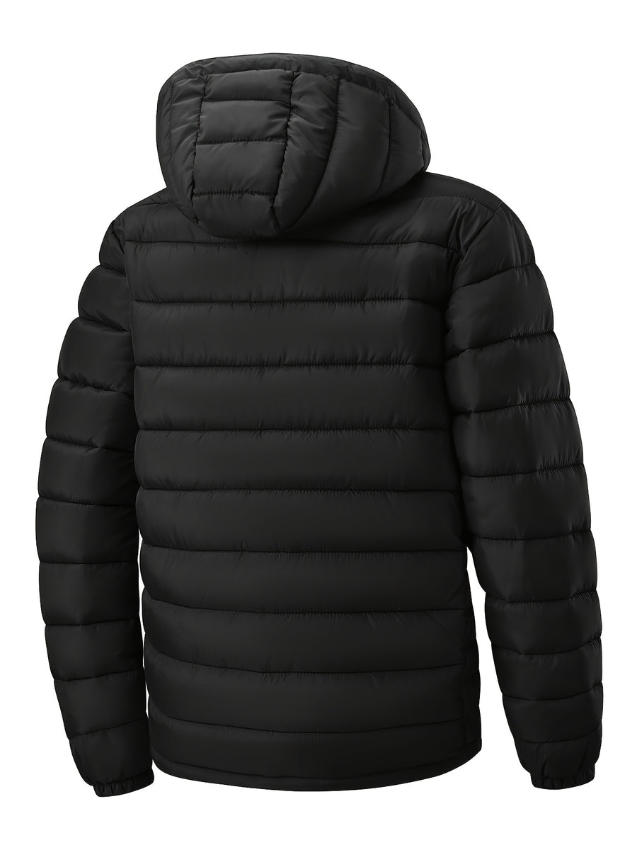 Manteau matelassé, coupe-vent, à capuche, bleu marine, photo 6