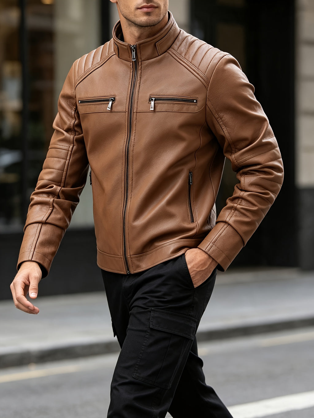 Veste, à revers, fermeture éclair et boutonnage, détail du vêtement