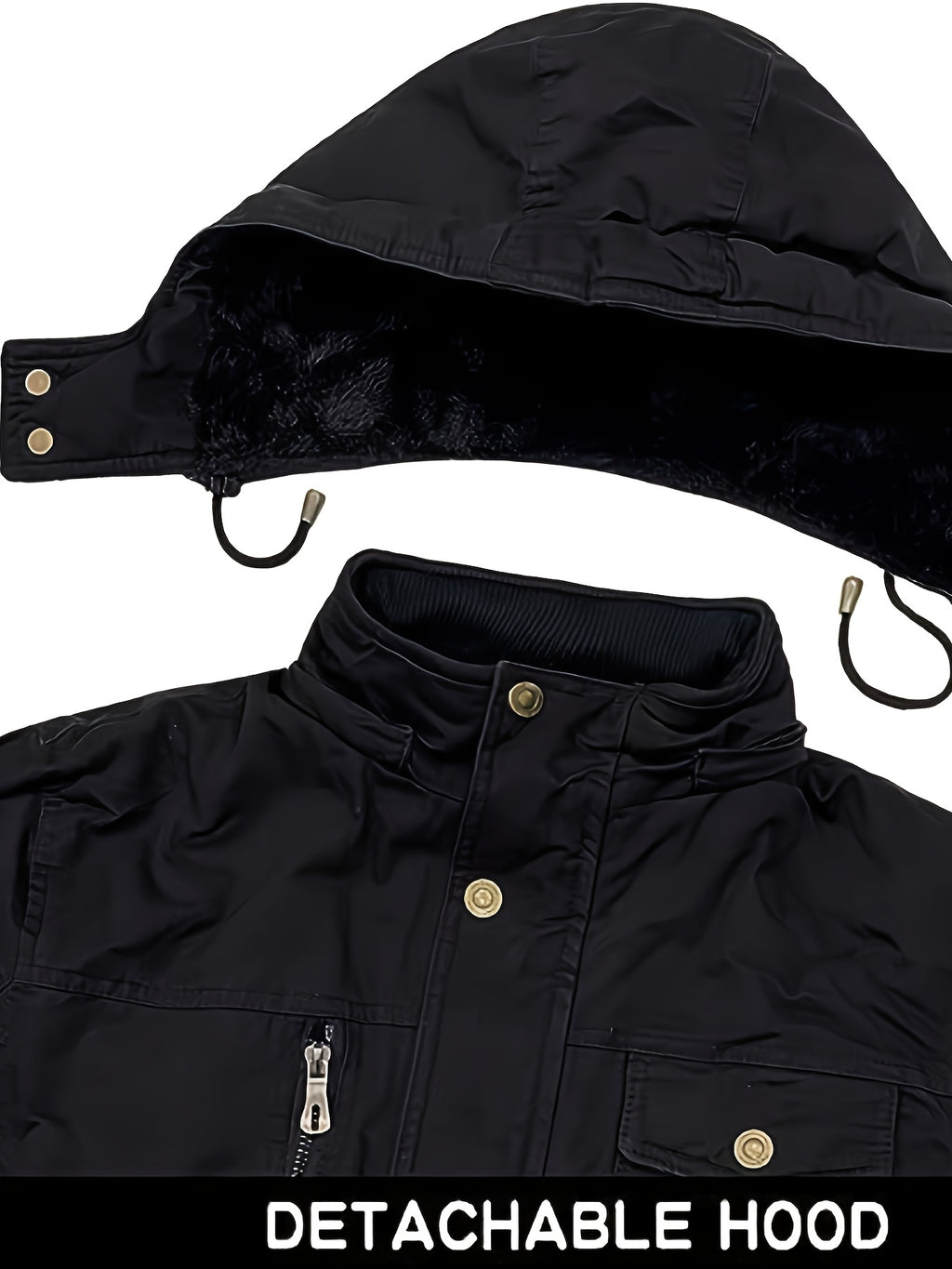 Veste mi-long pour homme, à capuche, noir