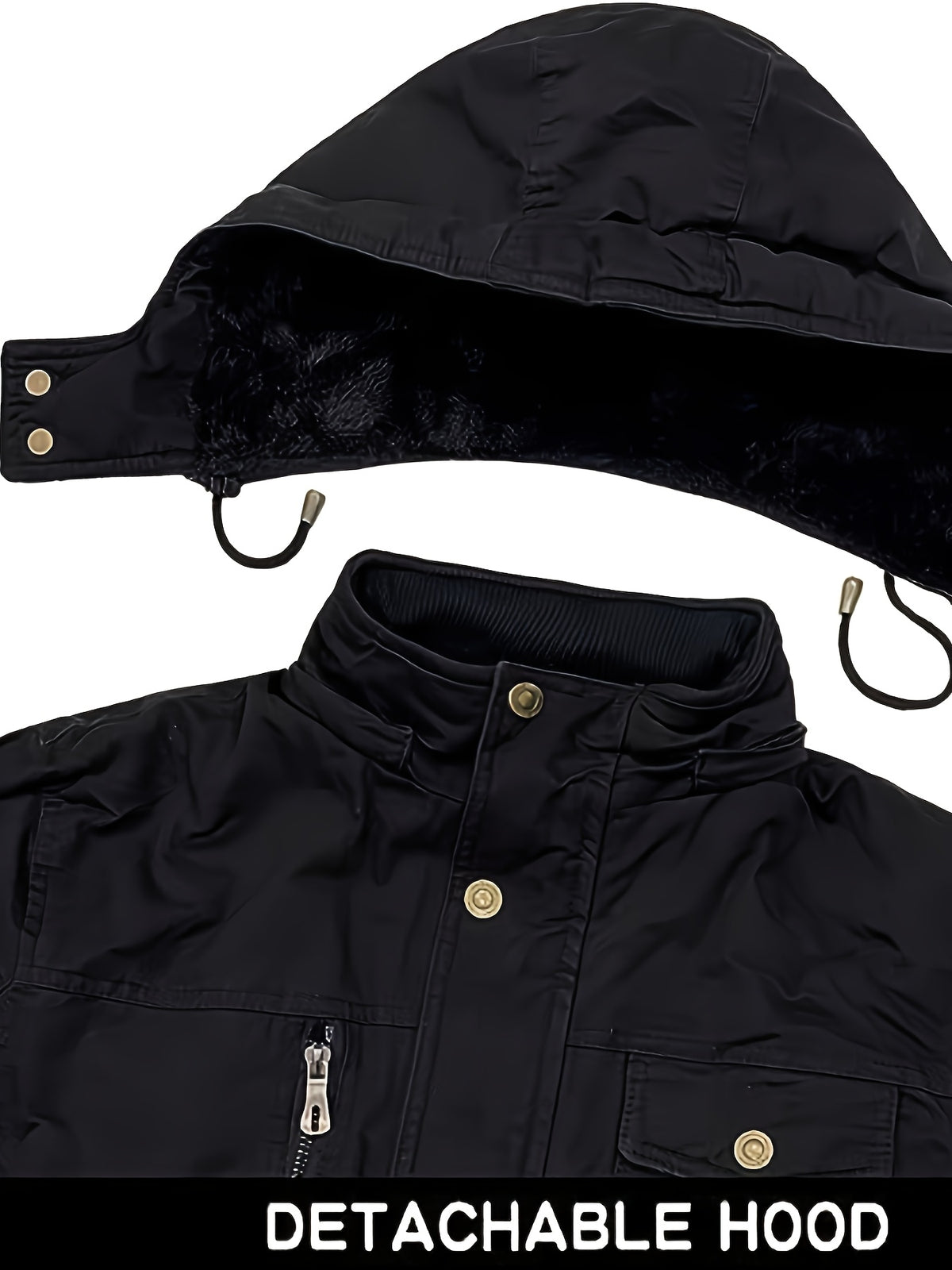 Veste mi-long pour homme, à capuche, noir