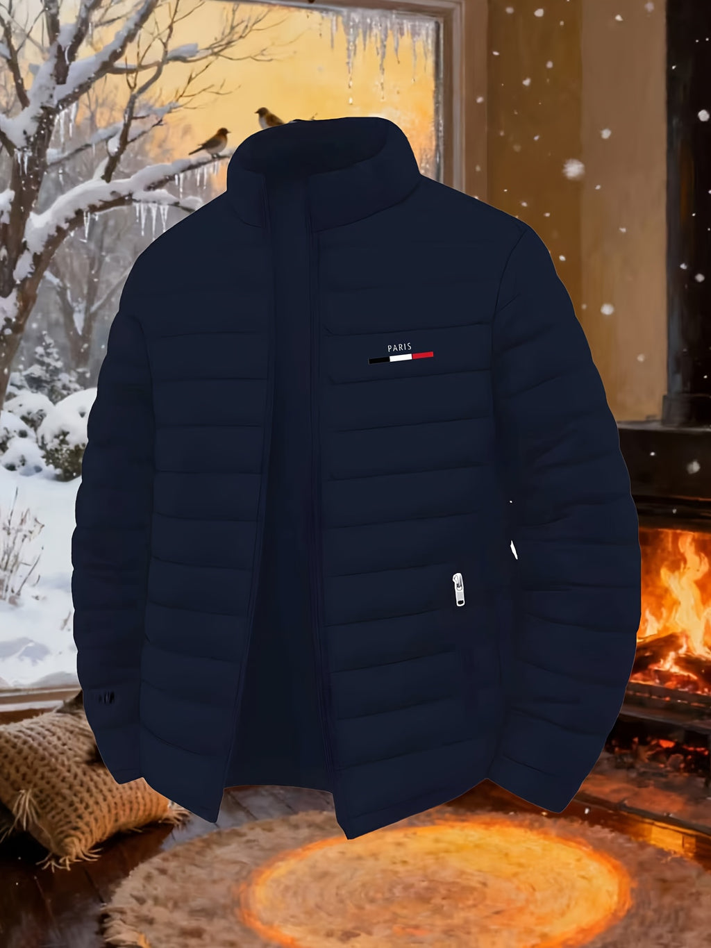 Veste matelassée pour homme, à col montant, bleu ciel
