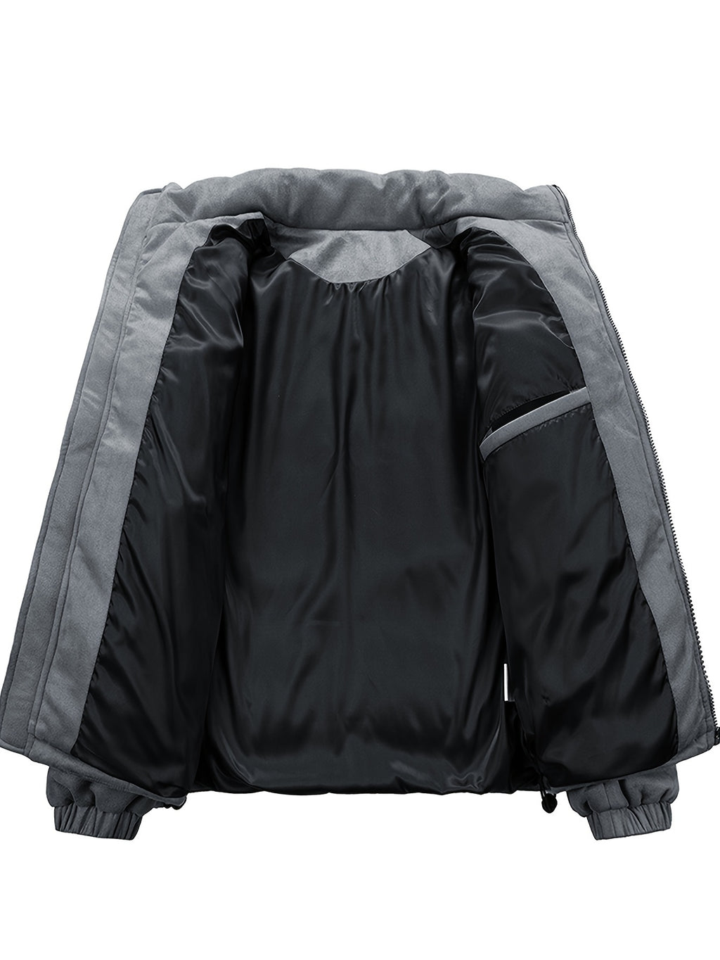 Veste pour homme, à col montant, noir brillant