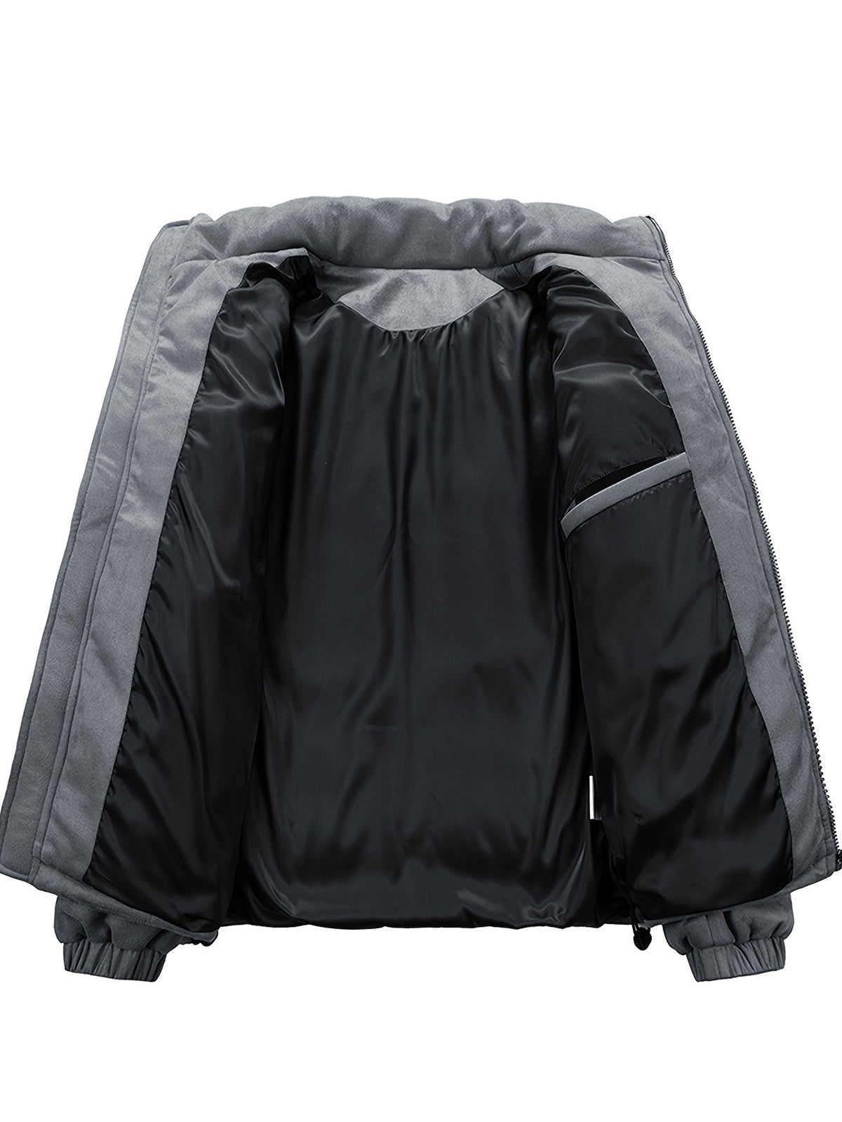 Veste pour homme, à col montant, noir brillant