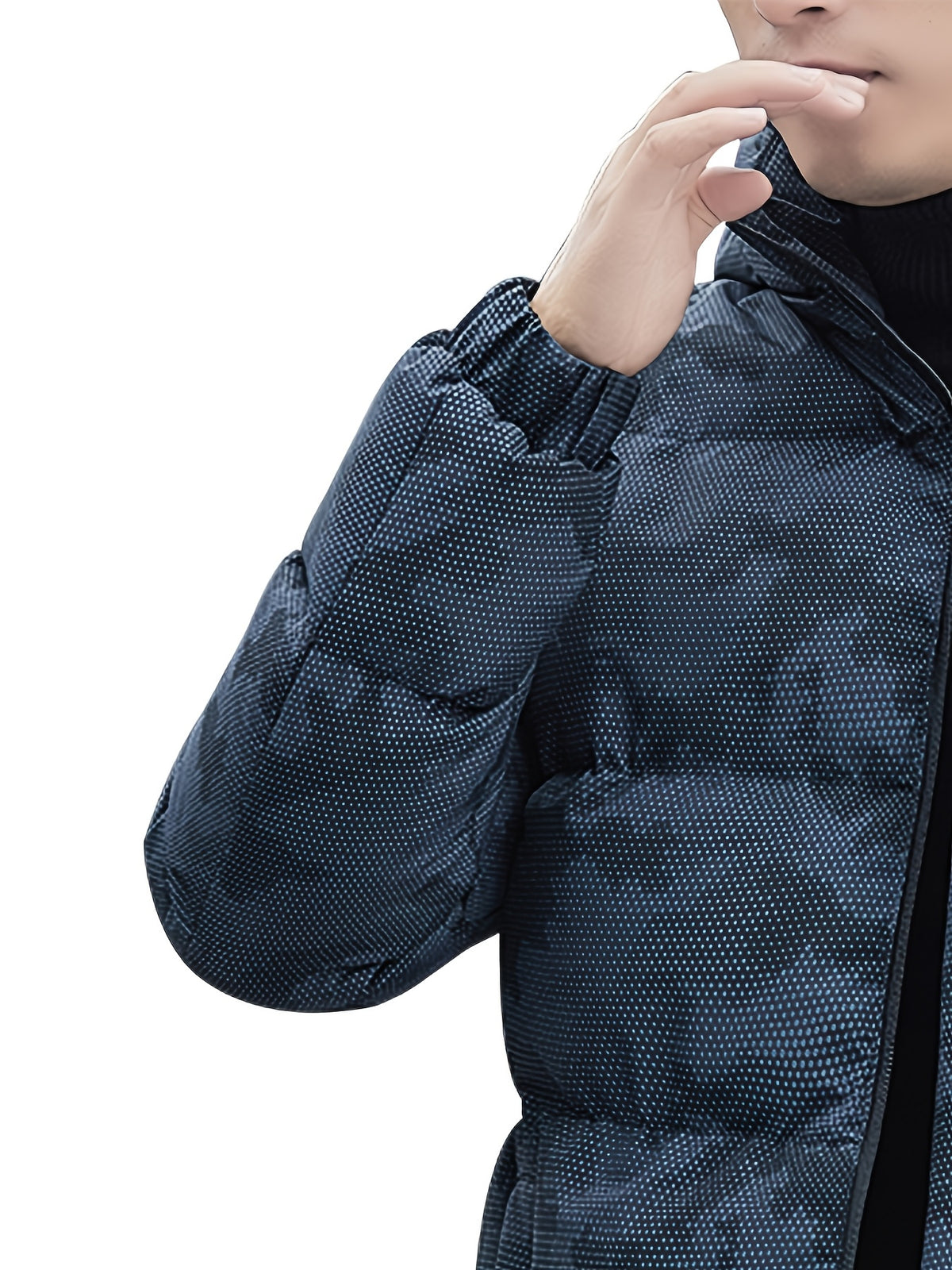 Manteau matelassé pour homme, coupe-vent, à capuche, bleu clair