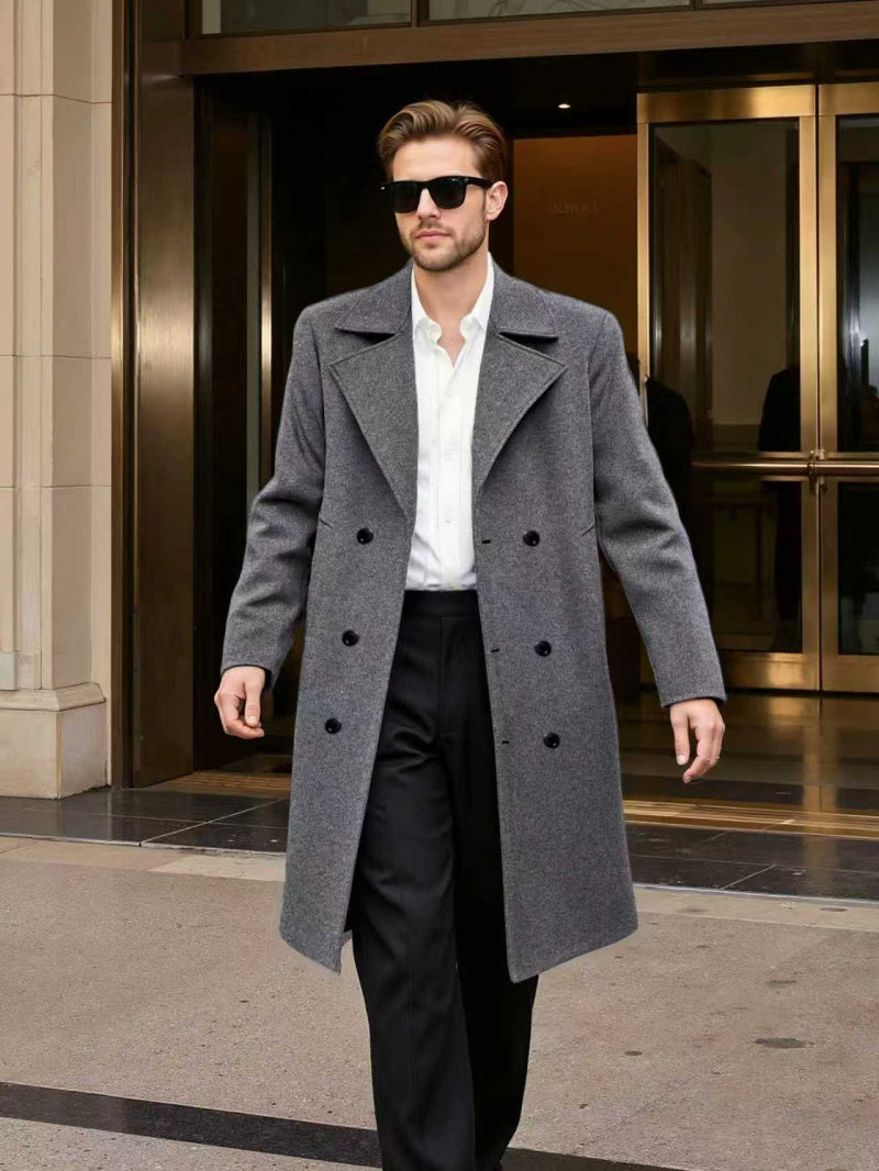 Manteau pour homme, à revers, noir
