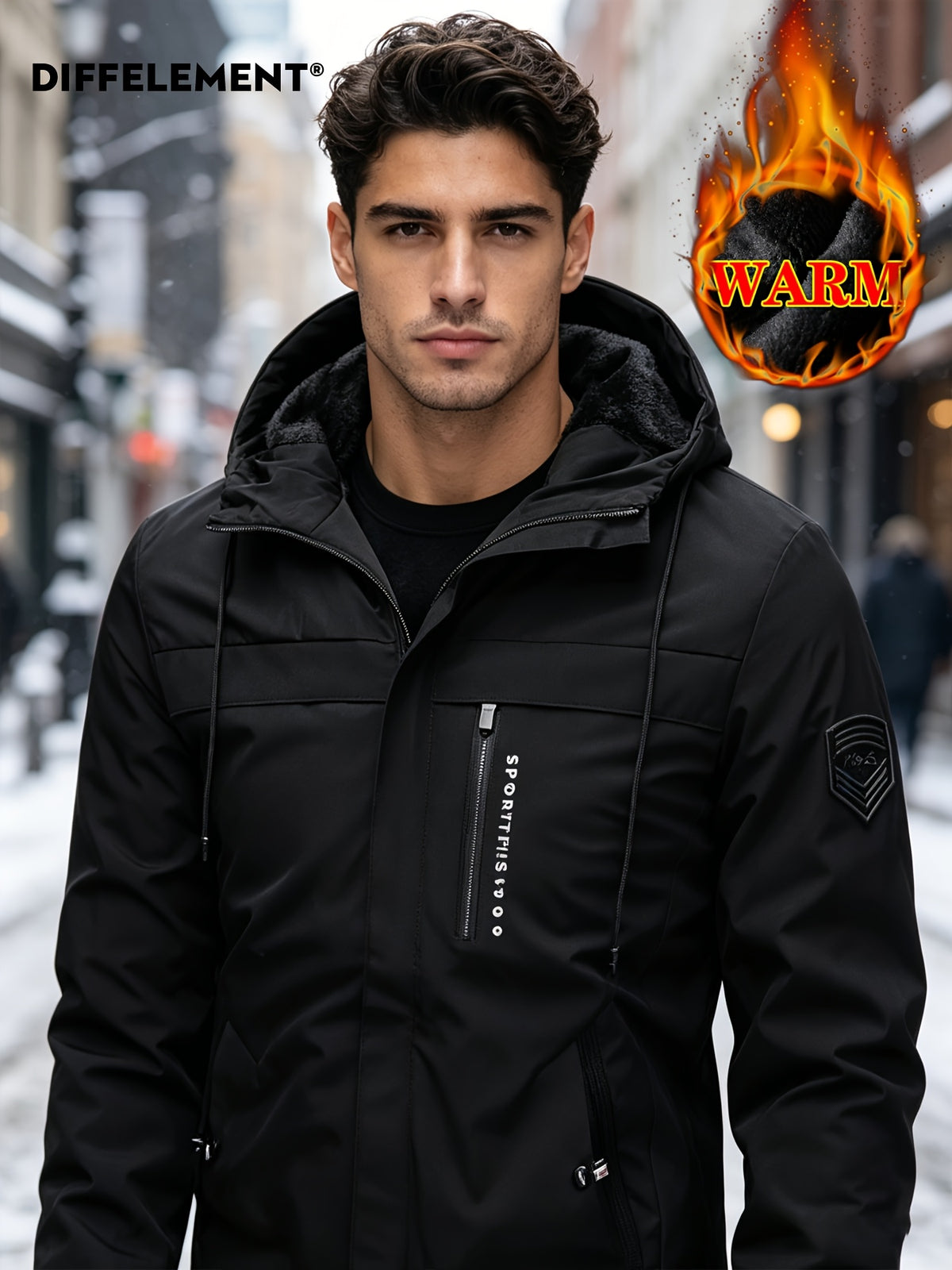 Parka pour homme, polaire, à capuche