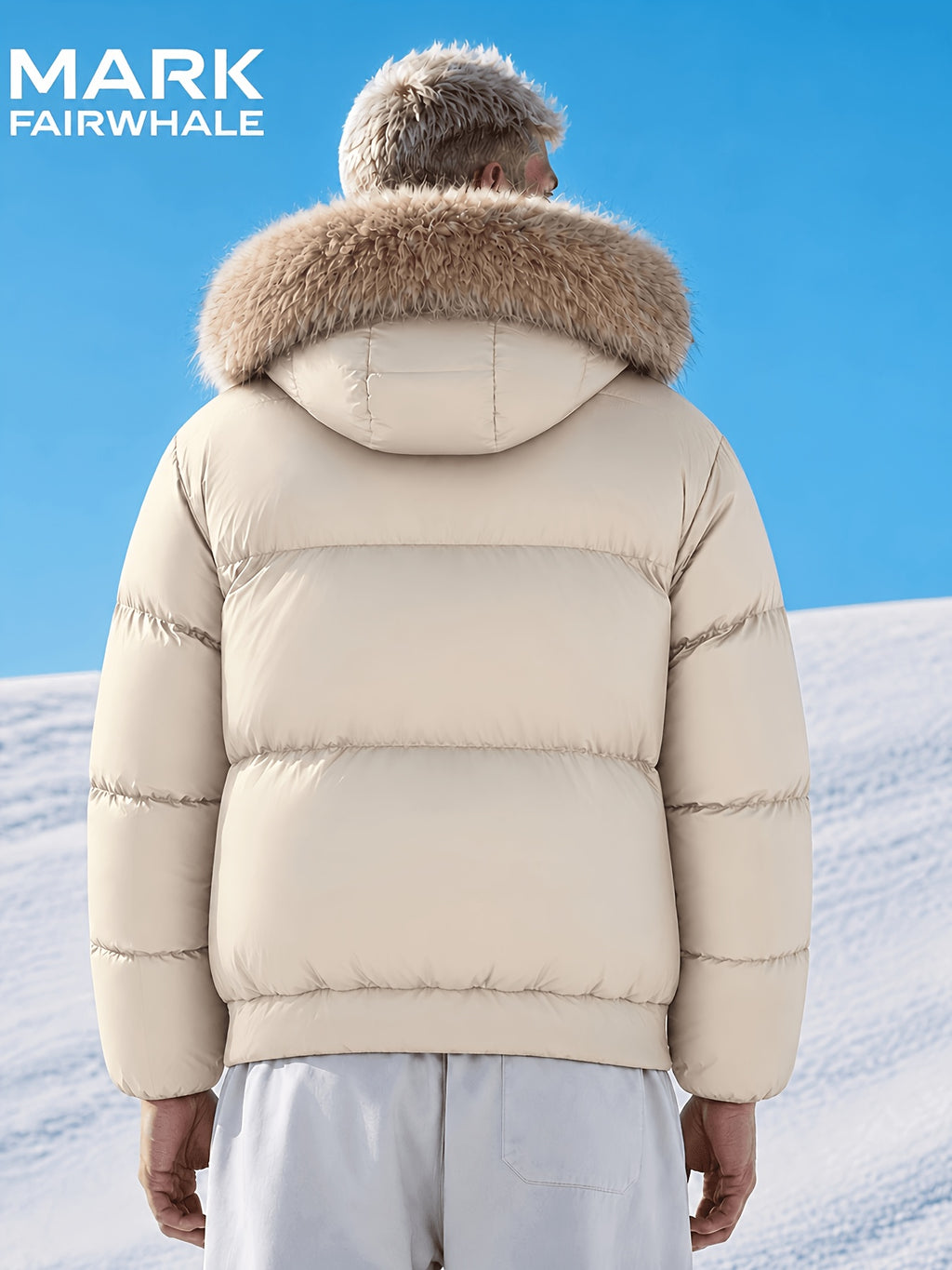 Blouson en fausse fourrure pour homme, à capuche