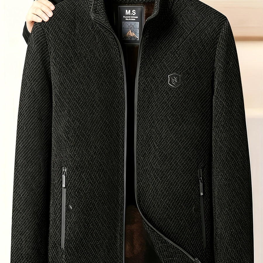 Veste, à col montant, noir bleu, coloris noir café, détail
